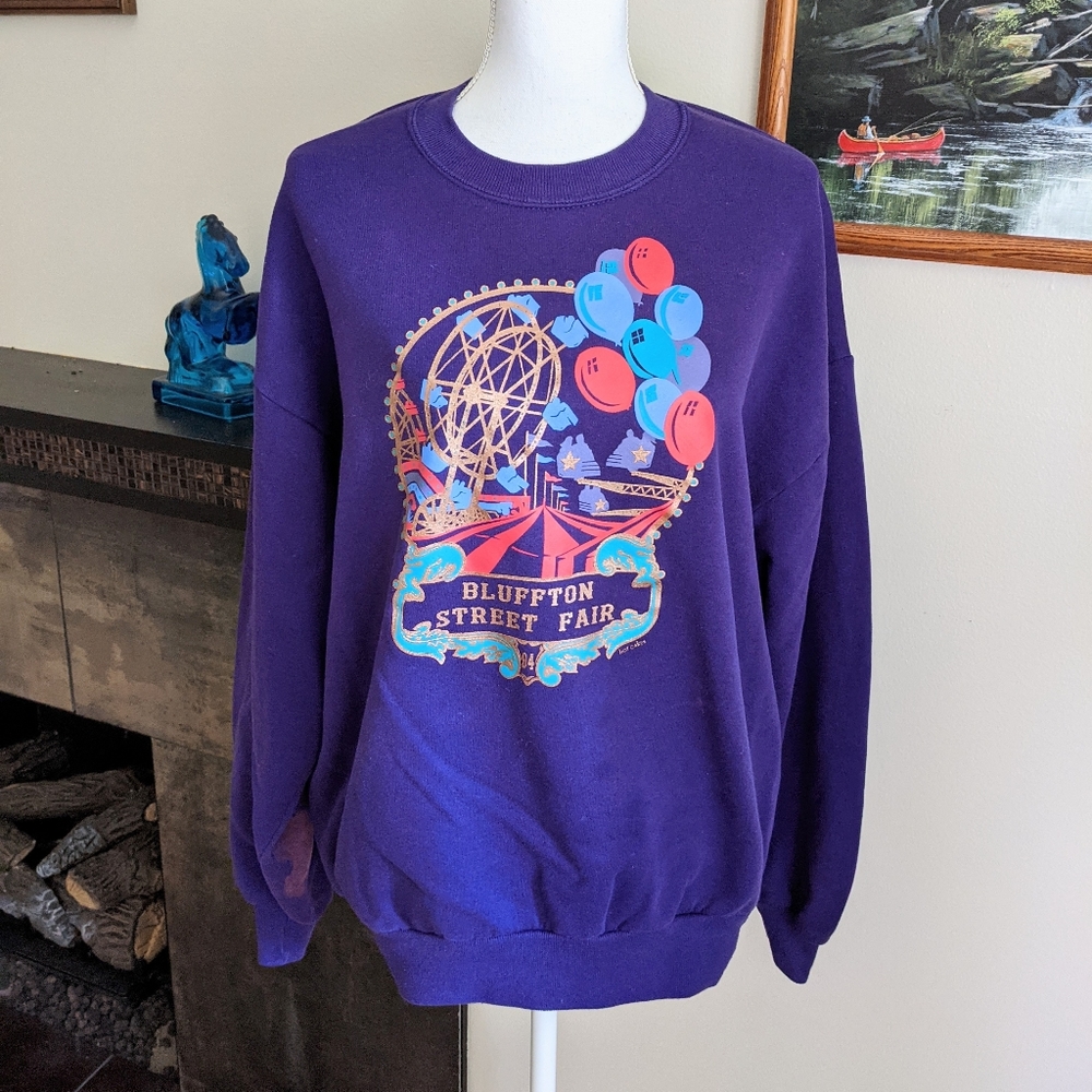 90s Street Fair 1994 Carnival Metallic Ferris Wheel Crewneck Sweatshirt XL 185